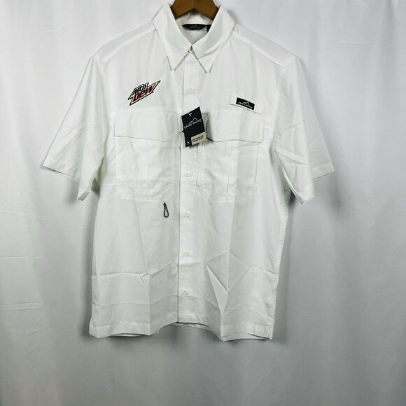 Eddie Bauer Performance Fishing Shirt Mens Medium Mountain Dew Outdoors NWT - Picture 1 of 11